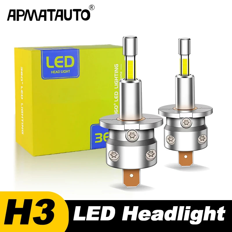 2Pcs H1 H3 LED Headlight Bulb Mini 360 Size 30000LM CSP for Car Headlamp Light Auto Diode Fog Lamps 12V 6000K Automobile
